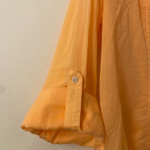 Vintage Talbots Semi Sheer Blouse Peach Ruffled
Button Front Cotton Top Size 14 - Picture 9 of 14